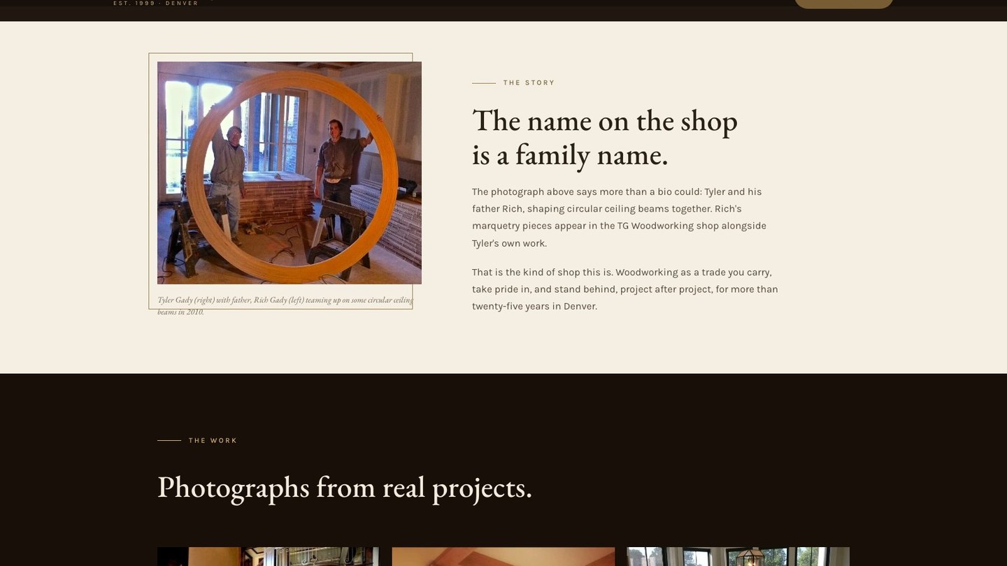 The story section of the new homepage
