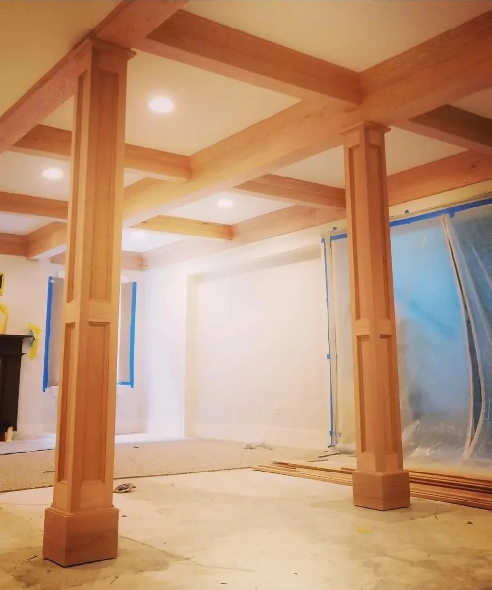 Wooden ceiling beams and columns by TG Woodworking