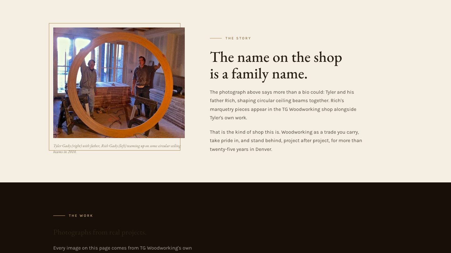 The story section of the new homepage
